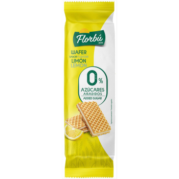 Barquillo relleno de crema de limón Florbu sin azúcar añadido 150 g.