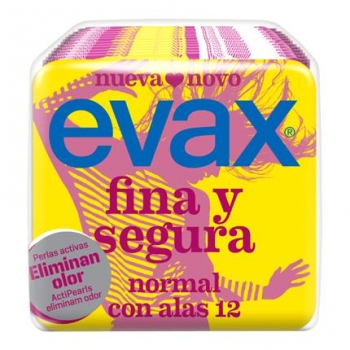 Compresas Fina y Segura normal con alas Evax 12 ud.