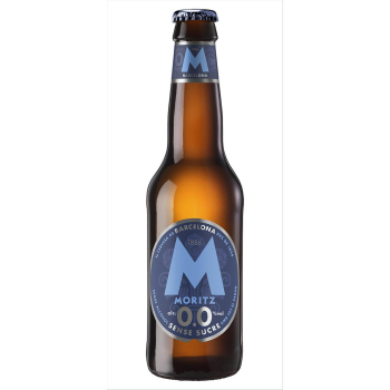 Cerveza rubia Moritz 0,0 alcohol botella 33 cl.