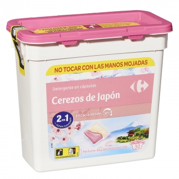 Detergente en cápsulas duo cerezos de Japón Carrefour 30 ud.