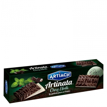 Galletas de barquillo de chocolate rellenas con crema y menta Artiach 210 g.
