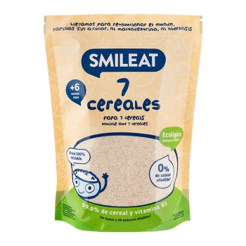 Papilla infantil desde 6 meses 7 cereales ecológica Smileat 200 g.