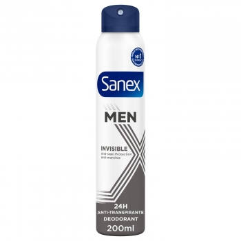 Desodorante en spray dermo invisible 24h Sanex Men 200 ml.
