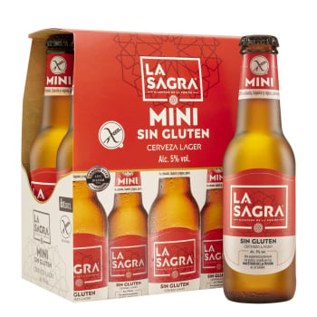 Cerveza La Sagra Lager sin gluten pack de 6 botella 20 cl.