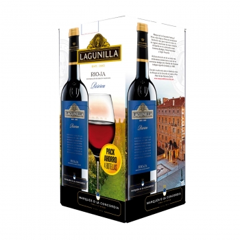 Caja de 4 botellas de vino tinto reserva tempranillo Lagunilla D.O.Ca. Rioja 75 cl.