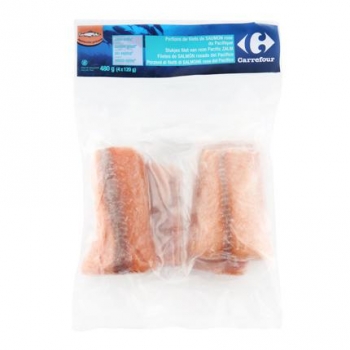 Lomos salmón congelados Carrefour 480 g.