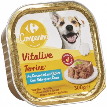 Comida húmeda de carne para perro adulto Carrefour 300 g.