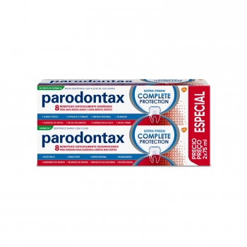 Dentífrico con flúor de uso diario Complete Protección Extra Fresh Parodontax pack de 2 unidades de 75 ml.