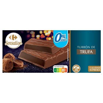 Turrón de trufa Carrefour Sensation sin gluten y sin azúcar añadido 200 g.