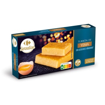 Turrón de yema Carrefour Sensation sin gluten y sin azúcar añadido 200 g.
