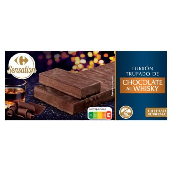 Turrón trufado de chocolate al whisky Carrefour Sensation sin gluten 200 g.