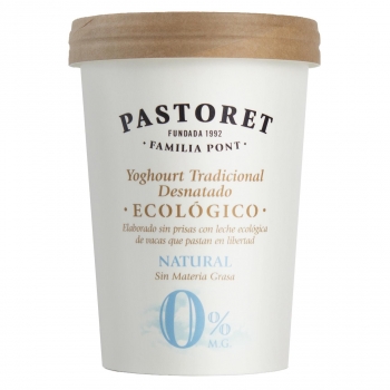 Yogur desnatado natural ecológico Pastoret 500 g.