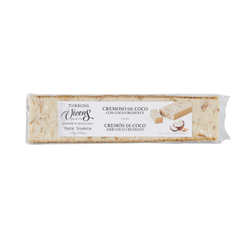 Turrón praliné de coco crujiente Vicens 300 g.