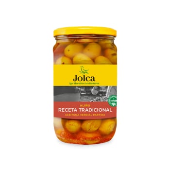 Aceituna verdial partida con aliño tradicional Jolca sin gluten 400 400.2 g
