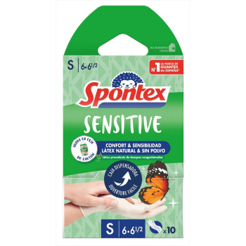 Guante Sensitive Fino Látex T 6 10 ud. SPONTEX
