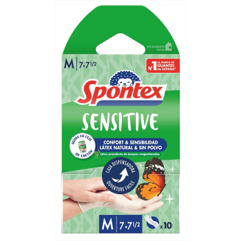 Guante Sensitive Fino Látex T 7 10 ud. SPONTEX