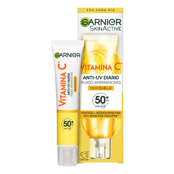 Fluido facial Anti-UV Diario Vitamina C Invisible FPS50+ Garnier Skin Active 40 ml.