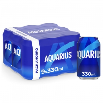 Aquarius sabor limón pack de 9 latas de 33 cl.