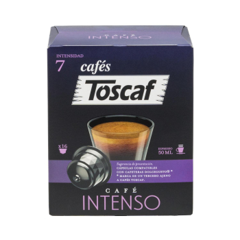 Café cápsulas intenso Toscaf compatibles con Dolce Gusto pack de 16 unidades de 7 g. 16 x 7 g