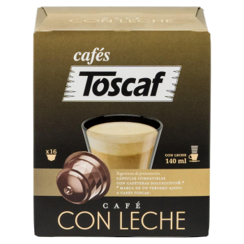 Café cápsulas con leche Toscaf compatible con Dolce Gusto 16 ud.