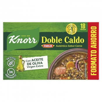 Doble caldo carne Knorr sin gluten y sin lactosa 18 pastillas