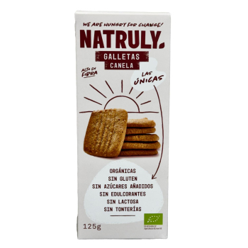 Galletas con canela Natruly sin gluten, sin lactosa y sin azúcar añadido 125 g.