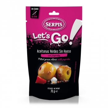 Aceitunas verdes sin hueso con paprika Serpis doy pack 70 g.