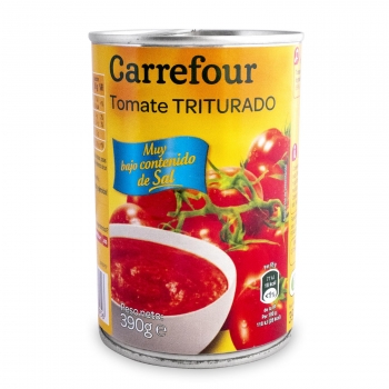 Tomate triturado contenido bajo de sal Carrefour 390 g.