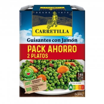 Guisantes con jamón Carretilla sin gluten pack de 2 unidades de 300 g.