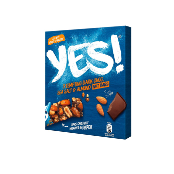 Barritas de almendras y cacahuetes con chocolate negro y sal marina YES! pack de 3 unidades de 35 g.