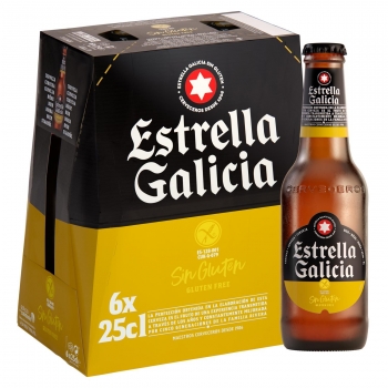 Cerveza Estrella Galicia sin gluten pack de 6 botellas de 25 cl.
