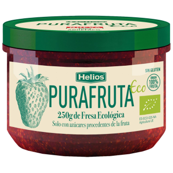 Fruta para untar de fresa ecológica Pura Fruta Helios sin gluten 250 g.