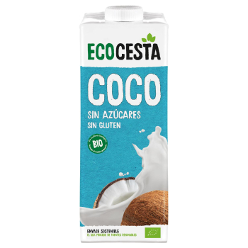 Bebida de coco sin azúcar ecológico EcoCesta sin gluten brik 1 l.