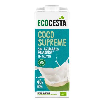 Bebida de coco supreme ecológica EcoCesta sin gluten y sin azúcar añadido brik 1 l.