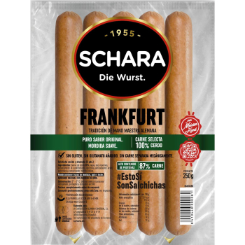 Salchicha cocida ahumada Frankfurt Schara sin gluten 250 g.