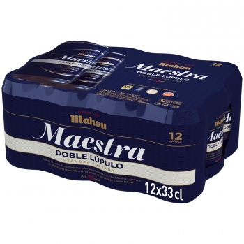 Cerveza tostada Mahou Maestra doble lúpulo pack de 12 latas de 33 cl.