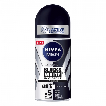 Desodorante roll-on Black & White Invisible Original Nivea Men 50 ml.
