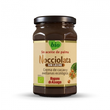 Crema de cacao y avellanas ecológica Rigoni sin gluten y sin lactosa 270 g.
