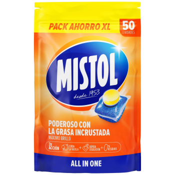 Lavavajillas a máquina en pastillas All In One Mistol 50 ud.