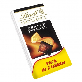 Chocolate negro intenso con naranja Lindt Excellence pack de 2 tabletas de 100 g.