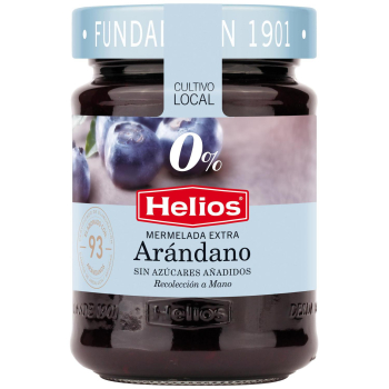 Mermelada de arándano sin azúcar añadido categoría extra Helios sin gluten 280 g.