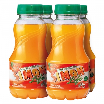 Zumo de mandarina Simon Life pack de 4 botellas de 20 cl.