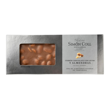 Turrón de chocolate con leche y almendras enteras Simón Coll 250 g.