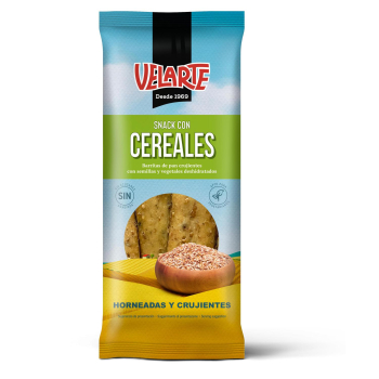 Barritas de pan crujiente con cereales Velarte sin azúcar añadido 80 g.