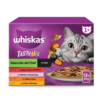 Comida húmeda en salsa selección del chef para gato Whiskas Tastymix 2x85 g