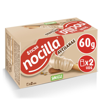 Palitos de pan con crema de avellanas Sticks Nocilla pack de 2 unidades de 30 g. 2 x 30 g
