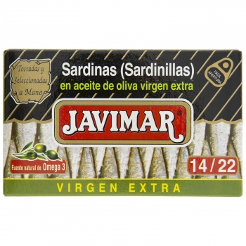 Sardinillas en aceite de oliva virgen extra Javimar 81 g.