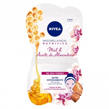 Mascarilla facial nutritiva con miel y aceite de almendras para piel seca y sensible Nivea 1 ud.