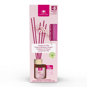 Ambientador de varillas cerezo en flor Cristalinas 35 ml.