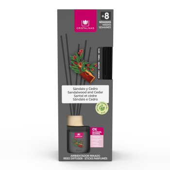 Ambientador de varillas sándalo y cedro Cristalinas 35 ml.